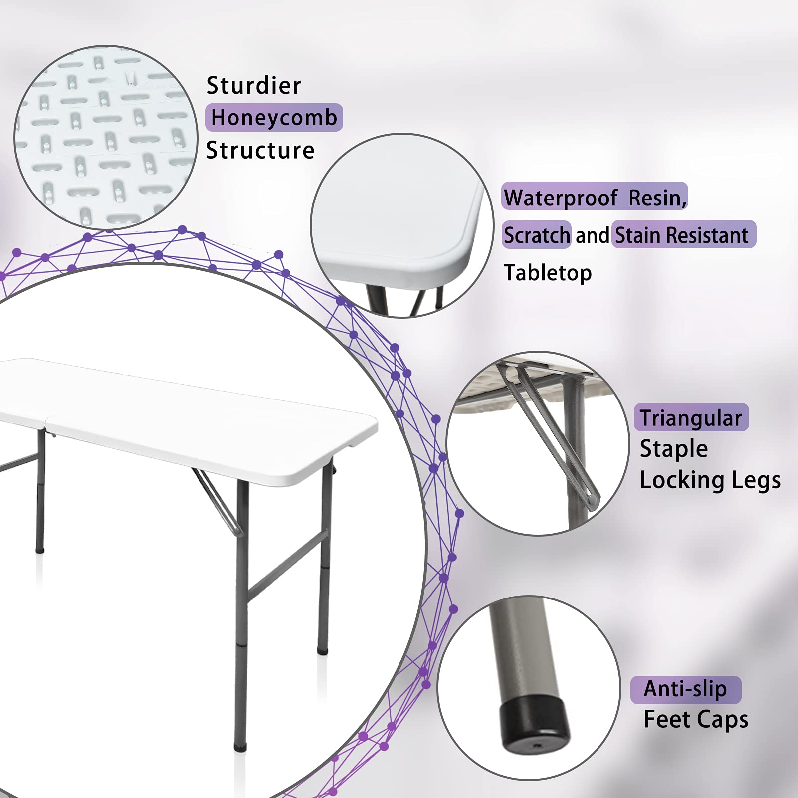 Gocamptoo table set up for 2–6 guests with a clean white finish.