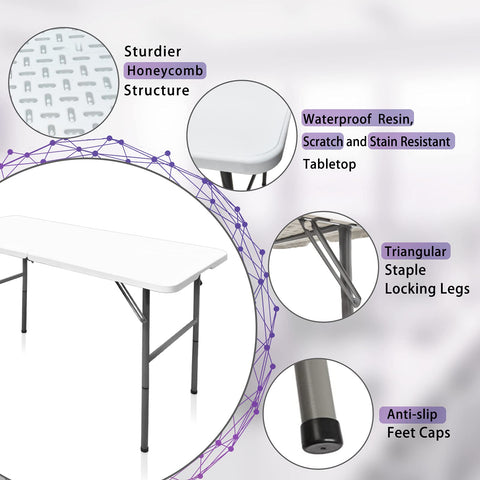 Gocamptoo table set up for 2–6 guests with a clean white finish.