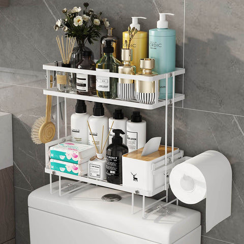 Godboat over-the-toilet bathroom organizer adds compact storage above the tank.