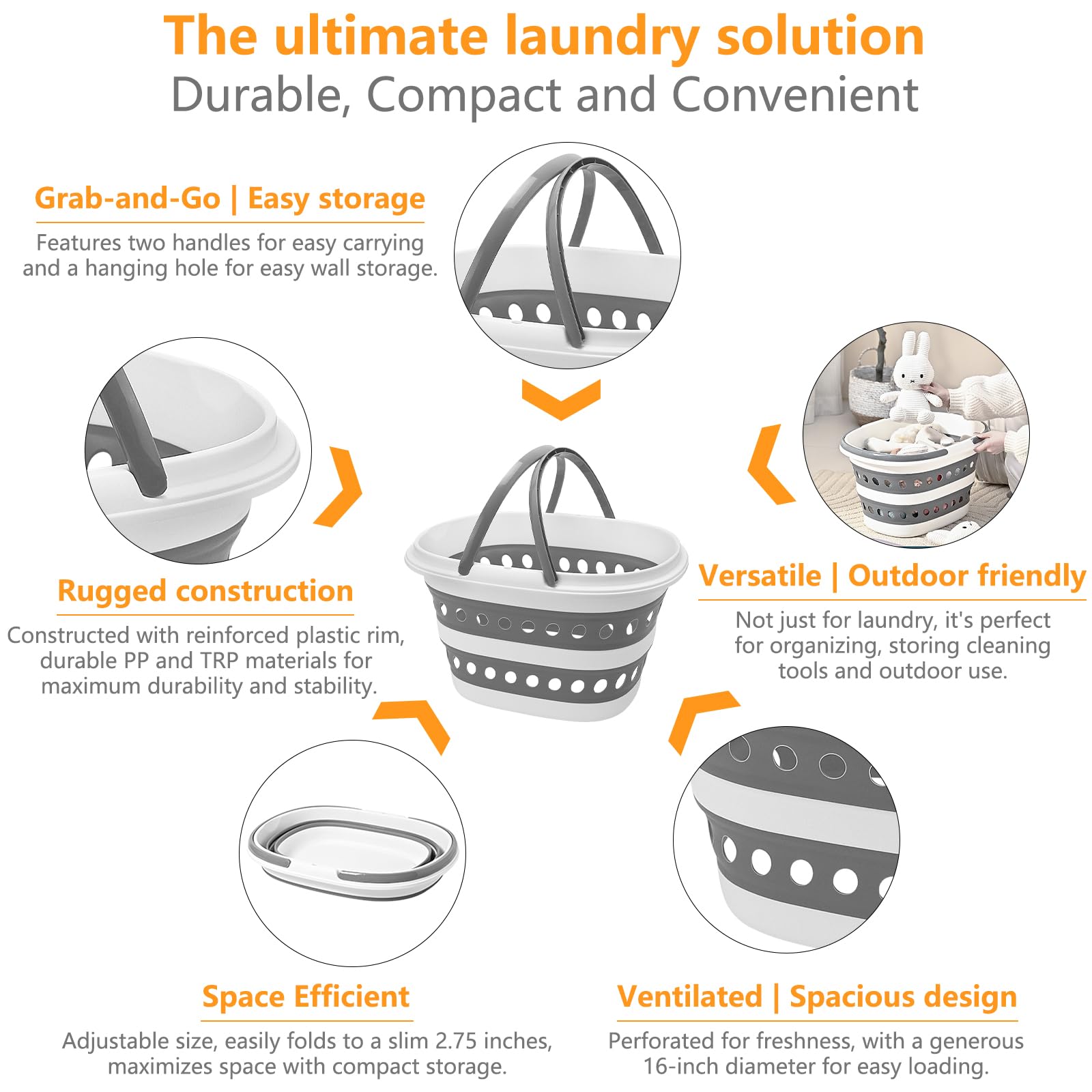 Goderewild laundry basket folded flat, stores neatly when not in use.