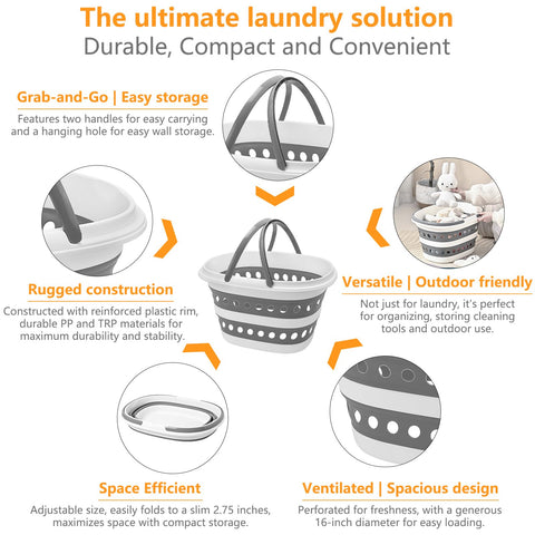 Goderewild laundry basket folded flat, stores neatly when not in use.