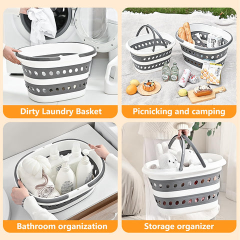 Goderewild laundry basket with handles, portable for travel and daily chores.