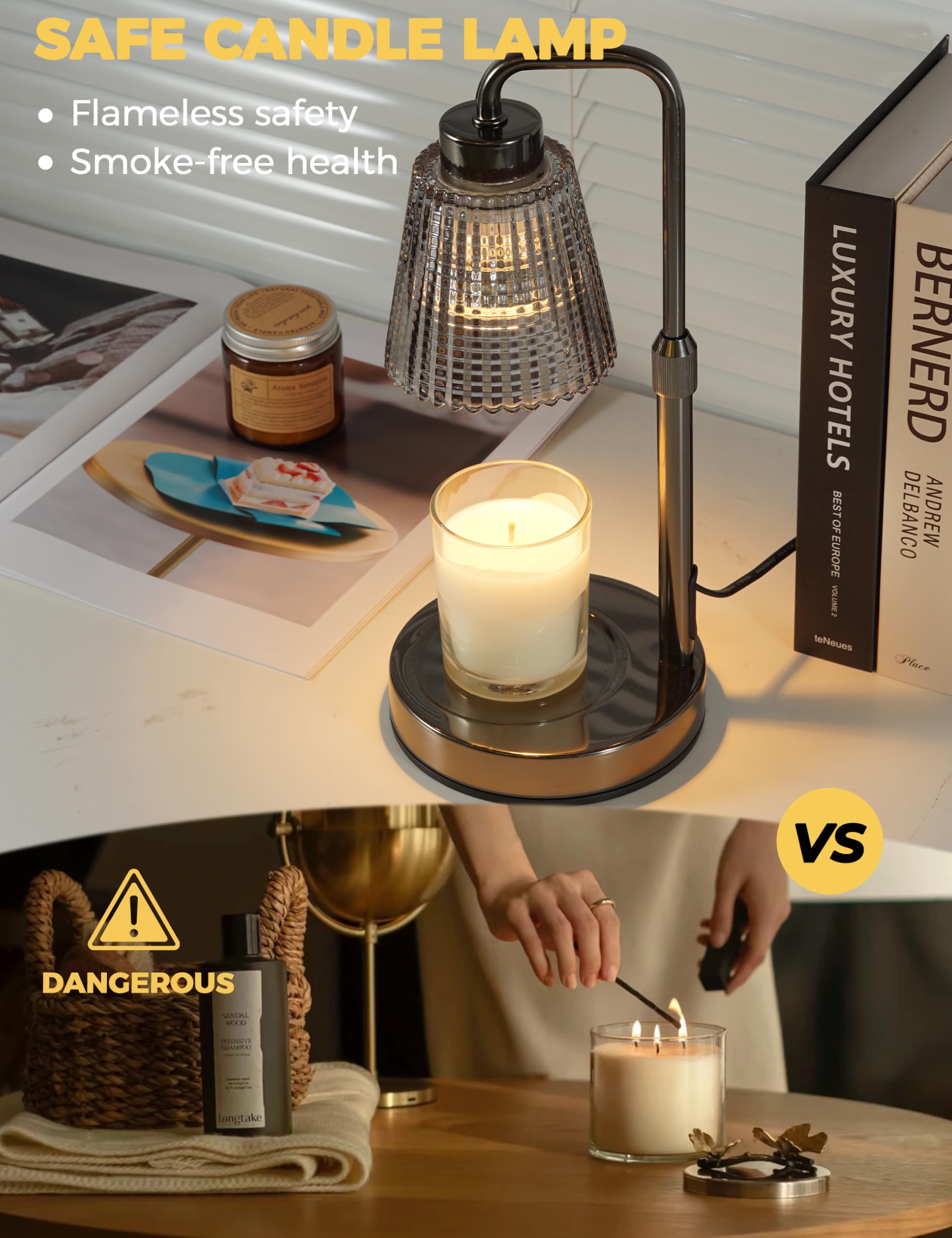 GODONLIF Candle Warmer Lamp height-adjustable for jar variety