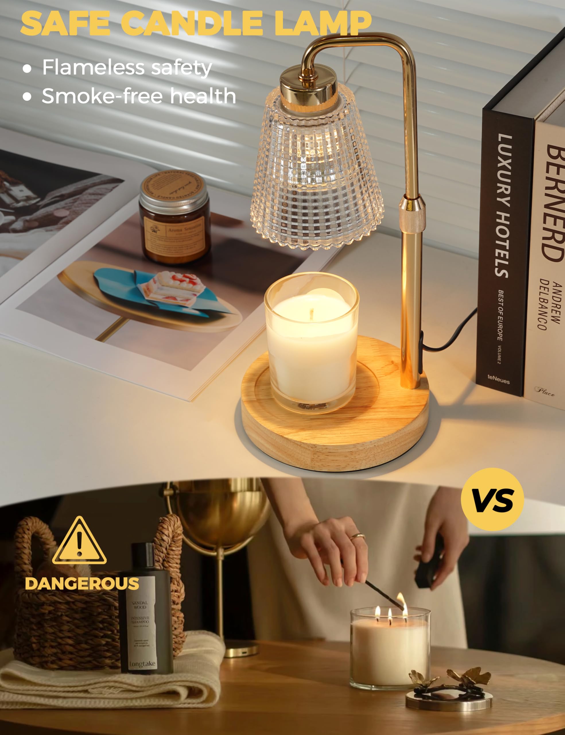 GODONLIF Candle Warmer Lamp dimmable knob in action for cozy evenings