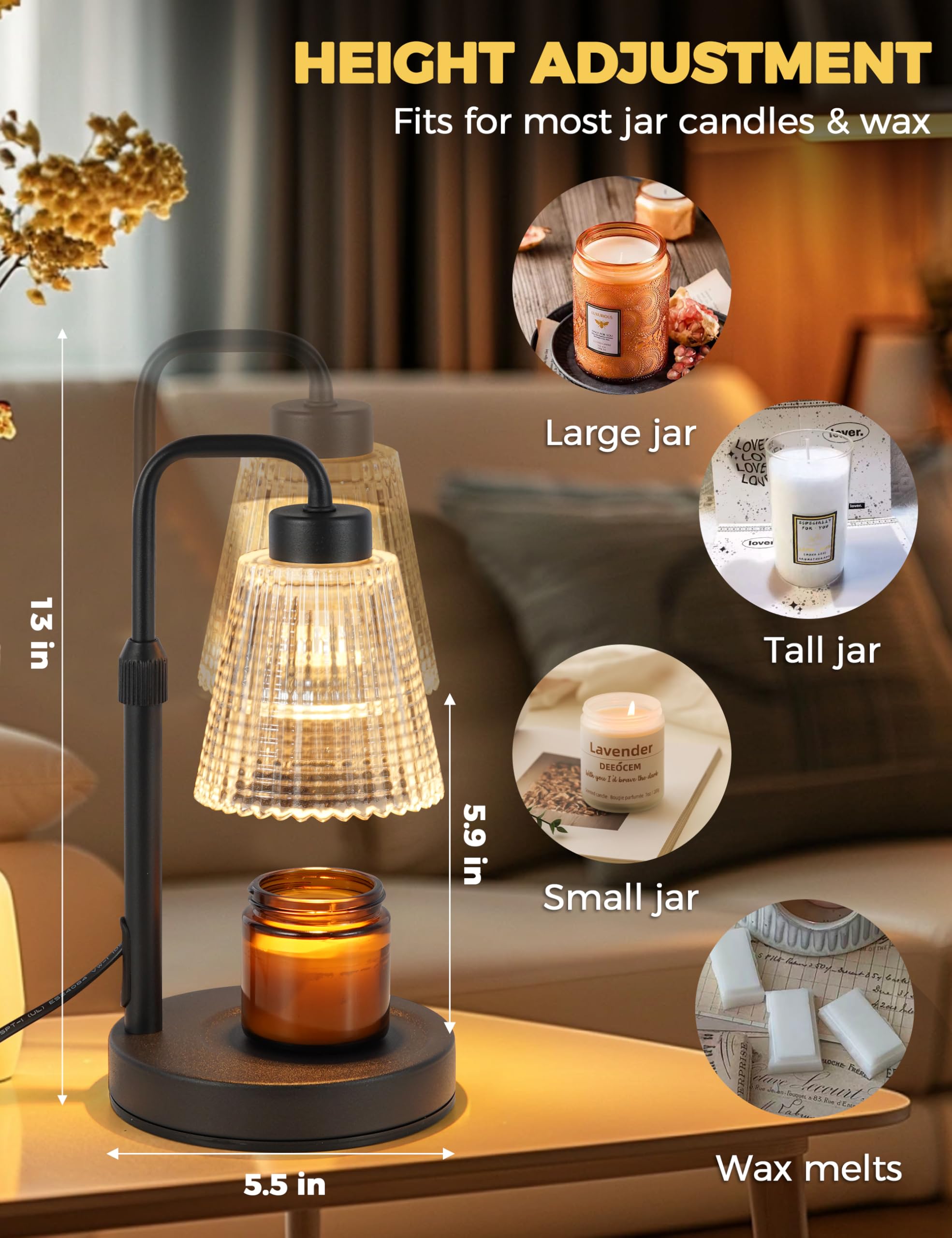 GODONLIF Candle Warmer Lamp glass shade adds elegant, modern decor appeal
