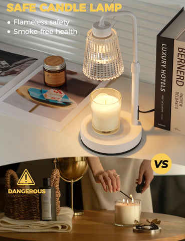 GODONLIF candle warmer lamp glass shade enhances modern decor and warm light.