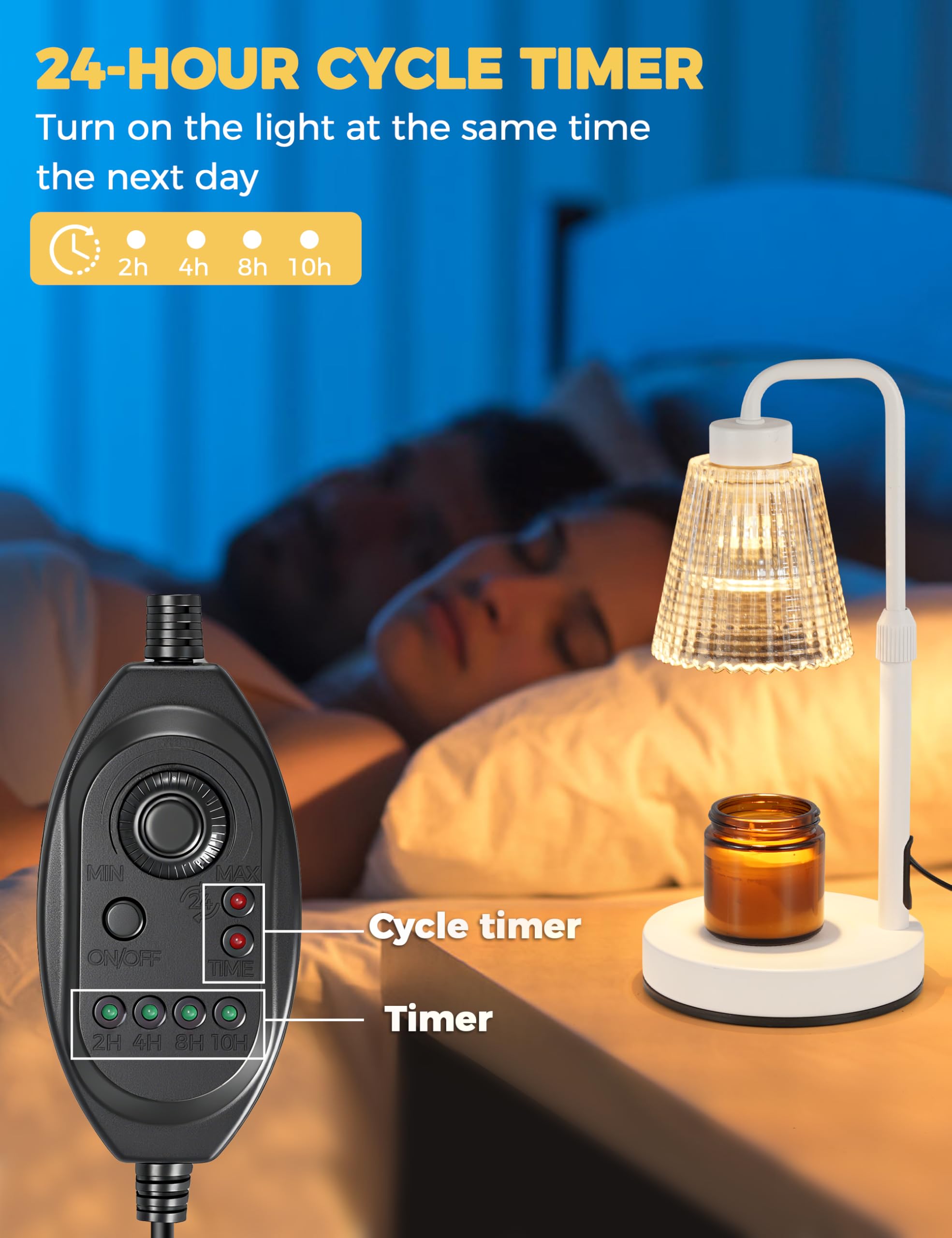 GODONLIF candle warmer lamp timer function enables tailored ambience.