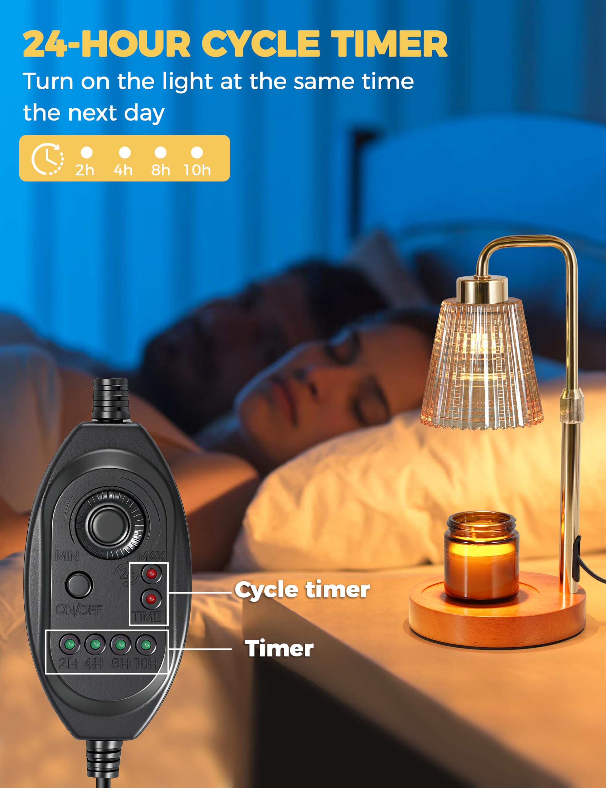 GODONLIF Candle Warmer Lamp timer function supports consistent fragrance without flames
