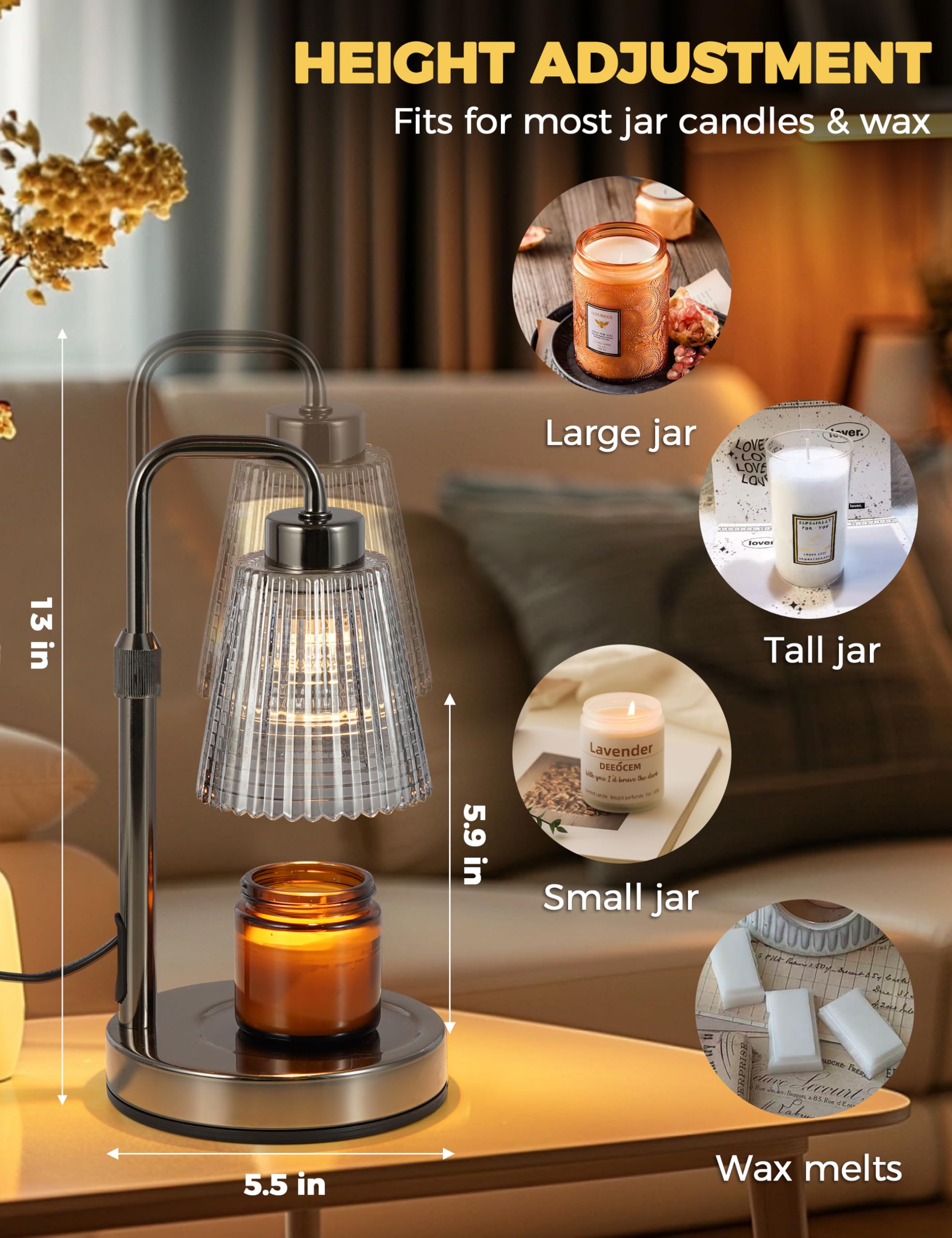 GODONLIF Candle Warmer Lamp with two bulbs for balanced light
