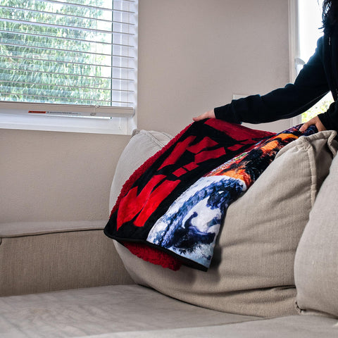 Godzilla king monsters design blanket brings fandom to couch or bed.