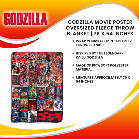 Godzilla red oversized snuggle blanket ideal for movie marathons.