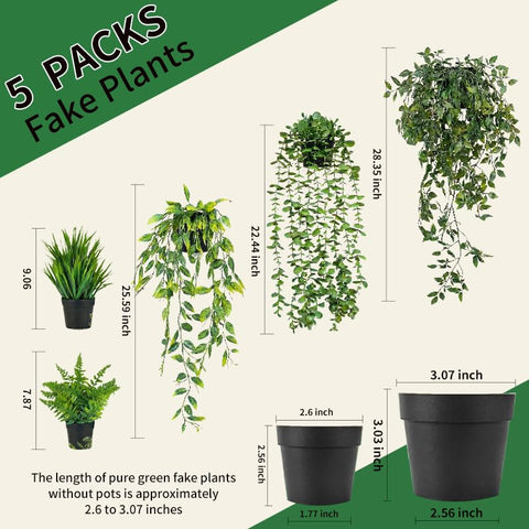GOEJGSDJ 5-pack hanging ivy for stylish, maintenance-free decor