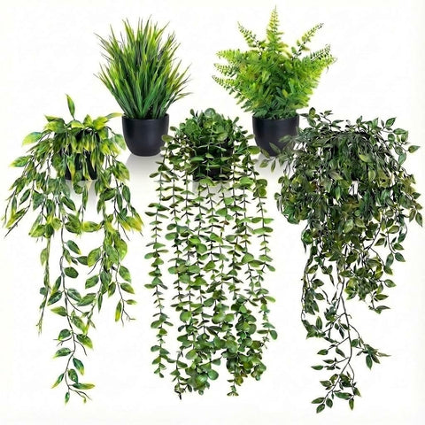 GOEJGSDJ 5-pack wall plants with upright grass for desk decor