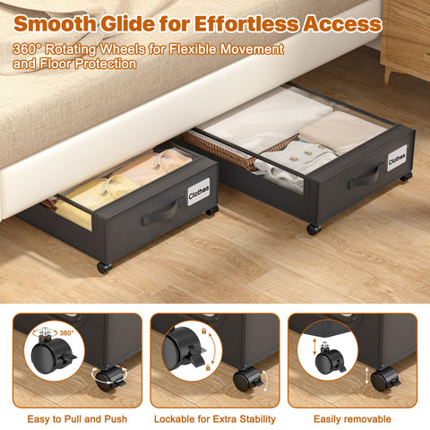 GoFujuco under-bed storage with metal frame provides durable support for heavy items.