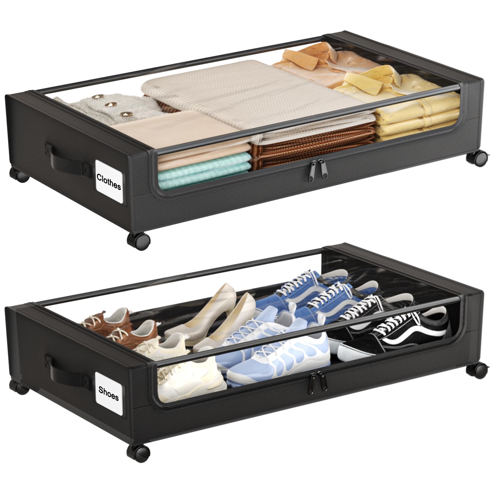 GoFujuco under-bed storage with wheels and rolling drawer for easy access.