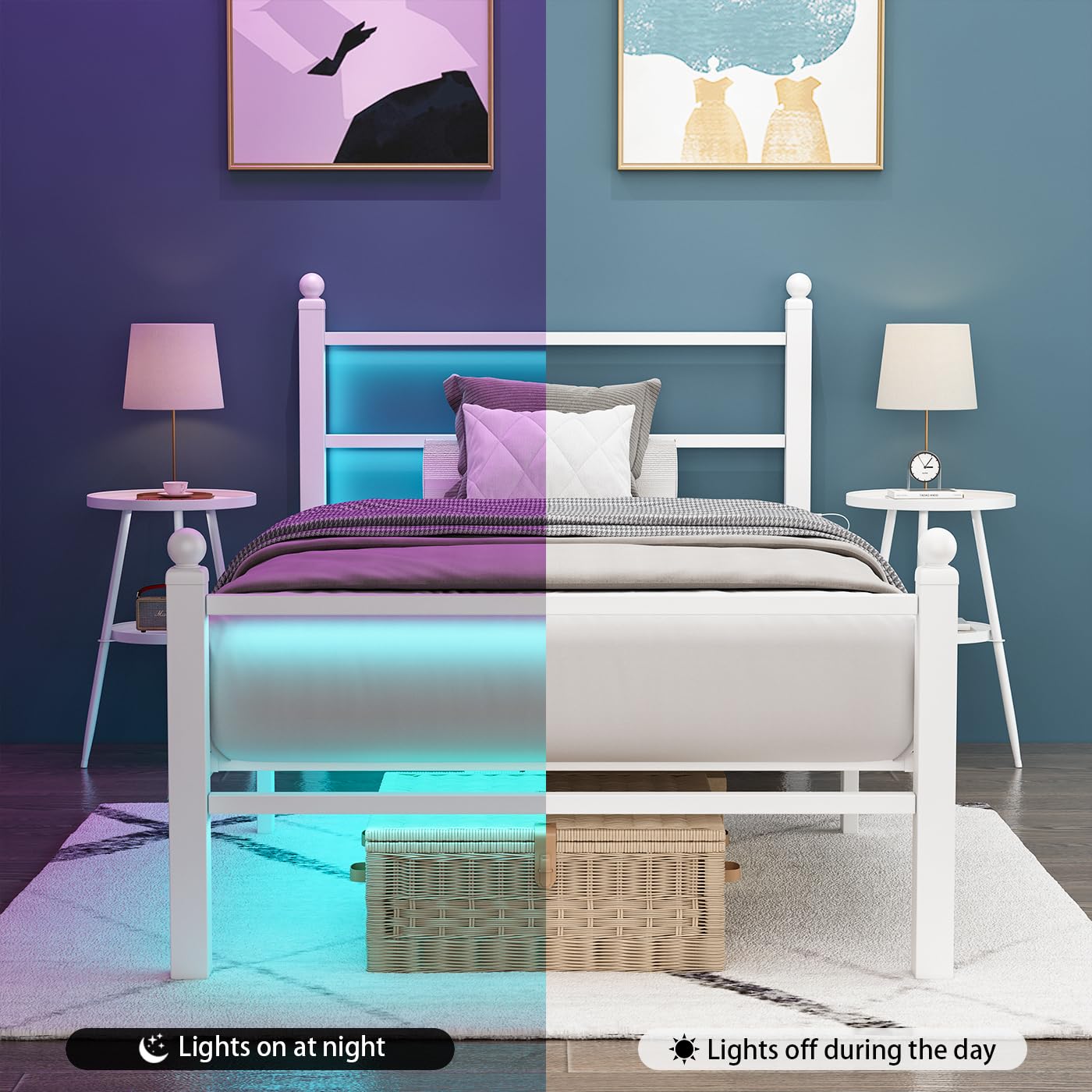 Gohapnis easy-assembly bed frame designed for quick setup.
