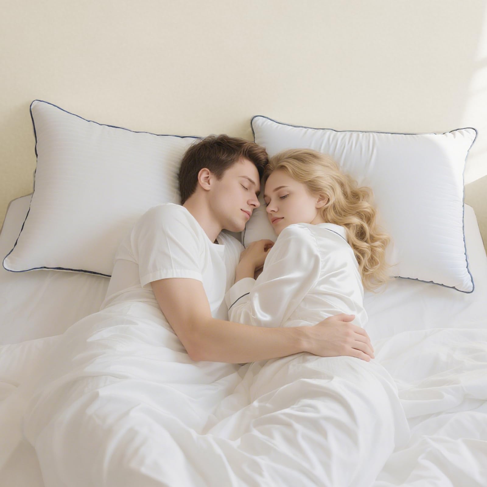 GOHOME hotel-quality pillows compared to a typical home setup
