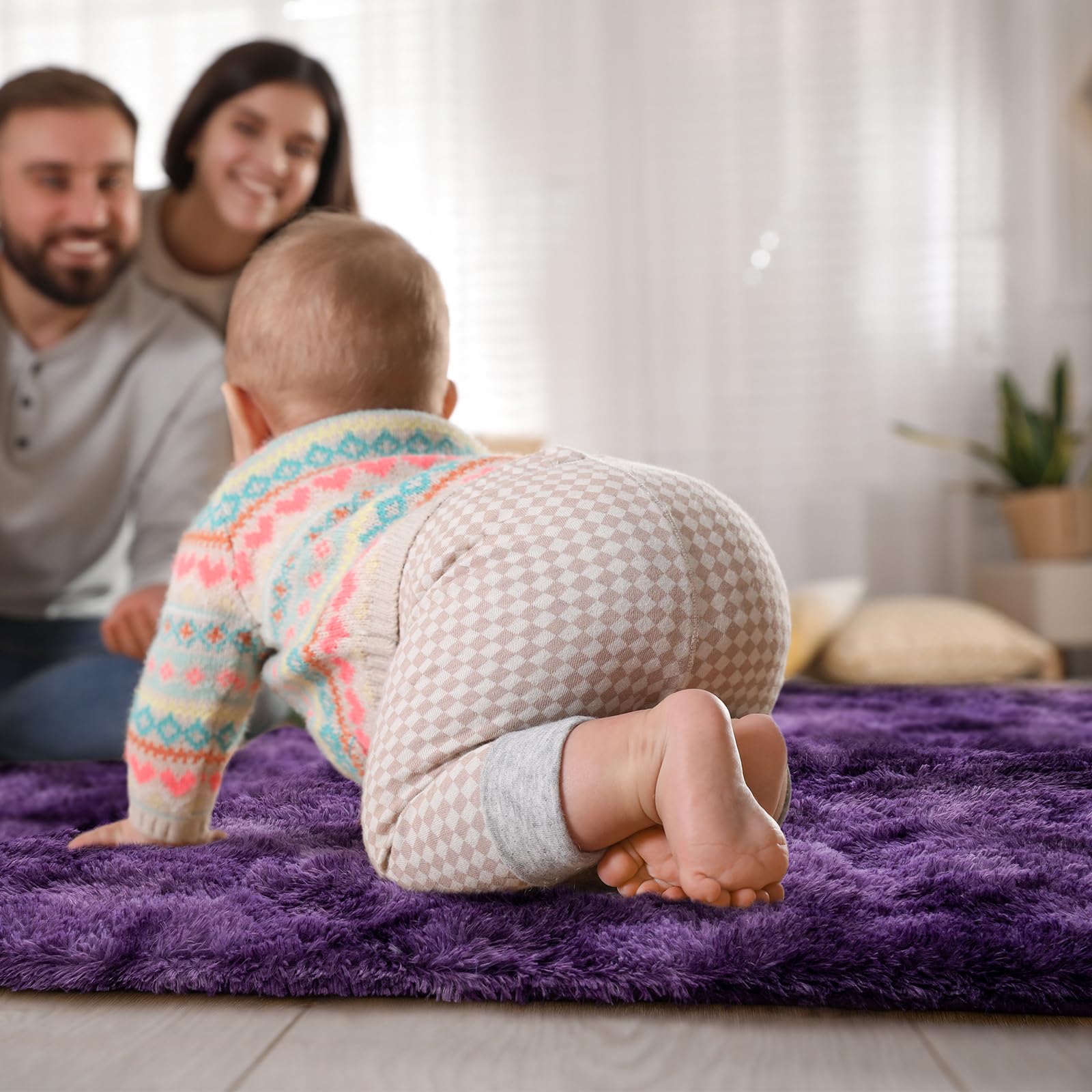 Non-slip backing keeps rug secure on hard floors