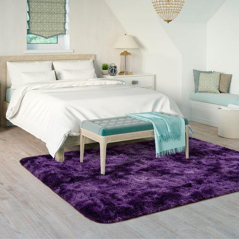 Tie-dyed Goideal fluffy rug adds vibrant decor focal point