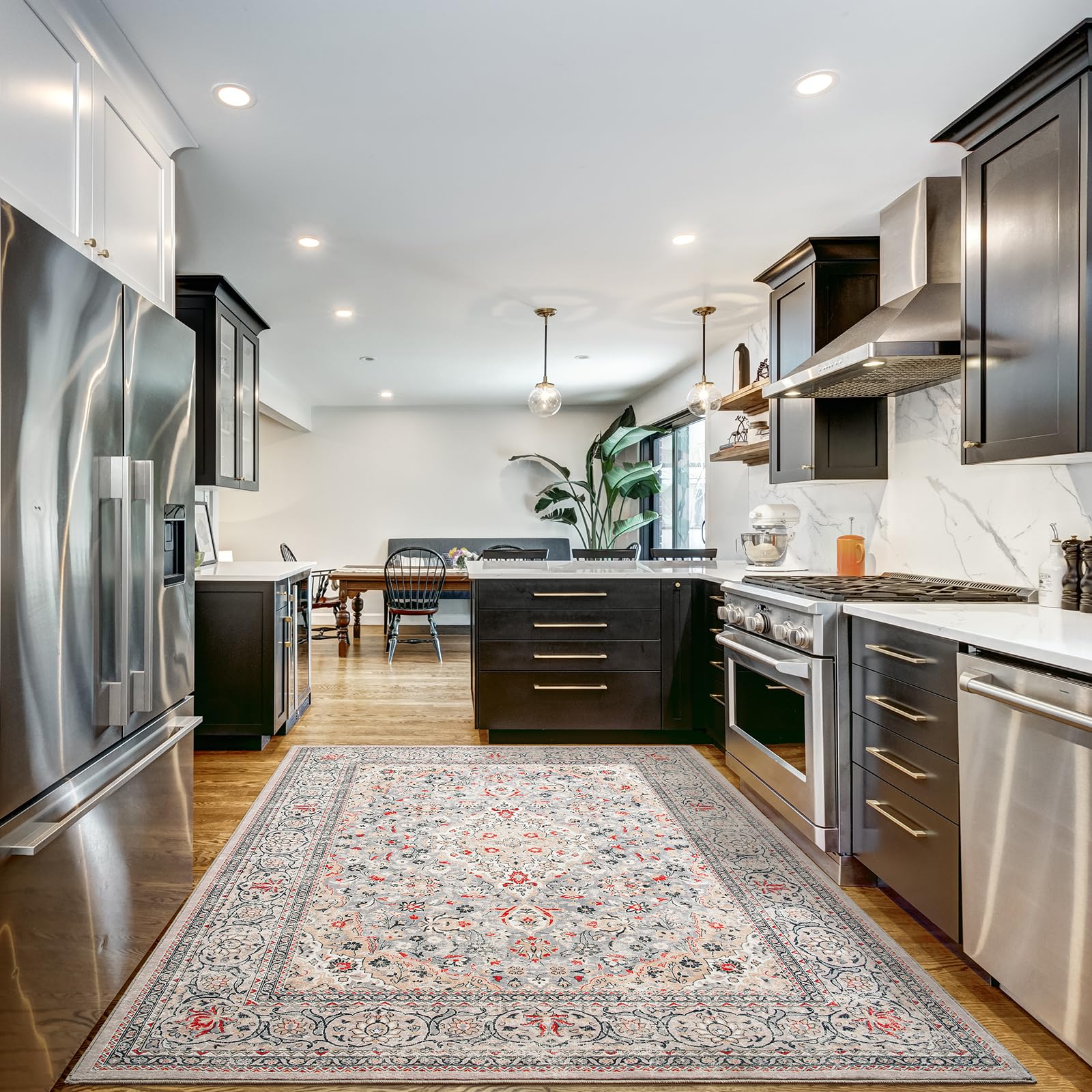 Goideal rug at entryway adds warmth and easy cleanup