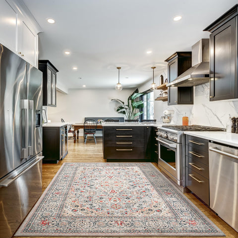 Goideal rug at entryway adds warmth and easy cleanup