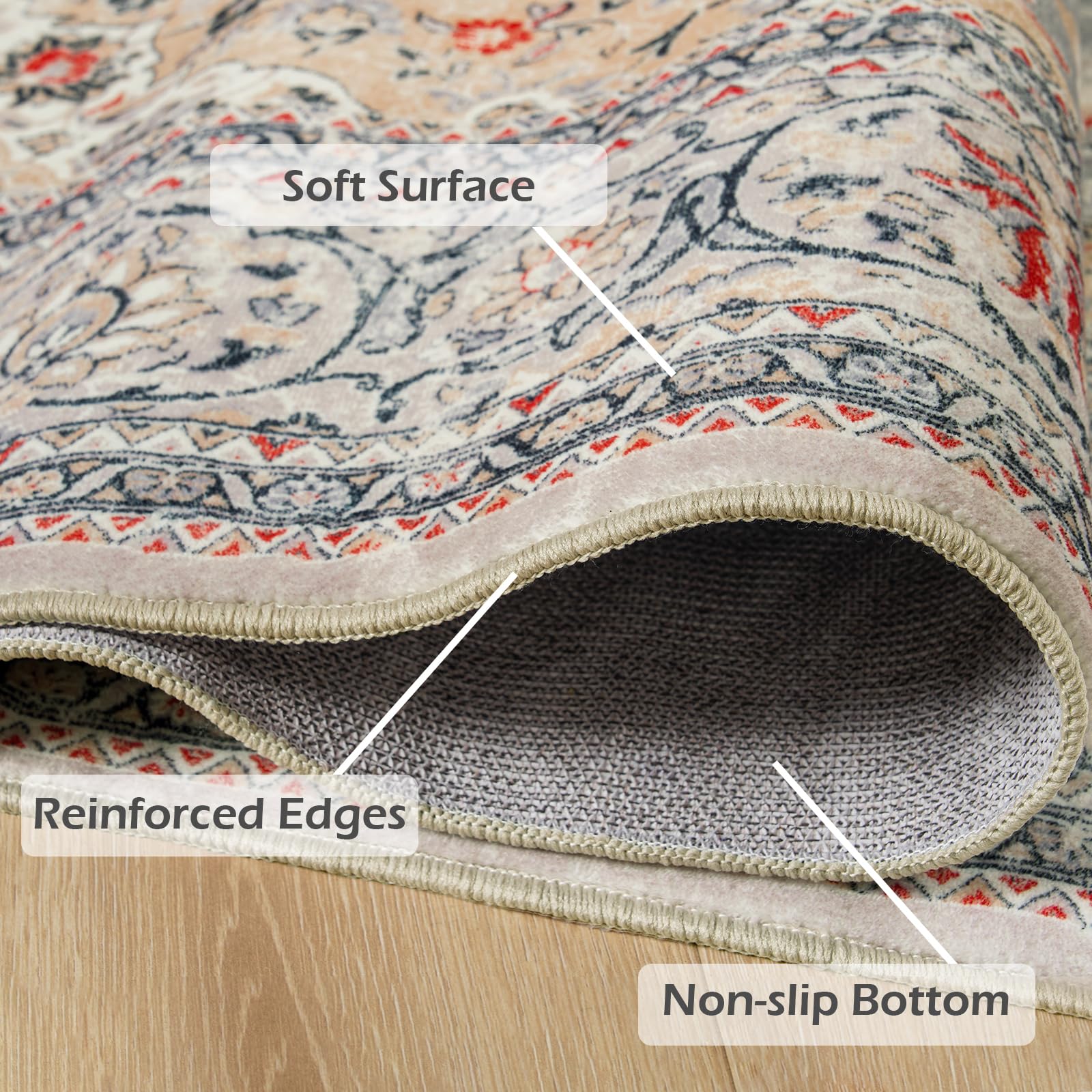 Goideal rug in kitchen-dining area blends style with quick washing