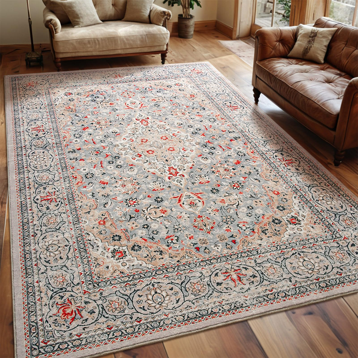 Goideal washable rug 4x6 beige cozy living room view with soft inviting texture