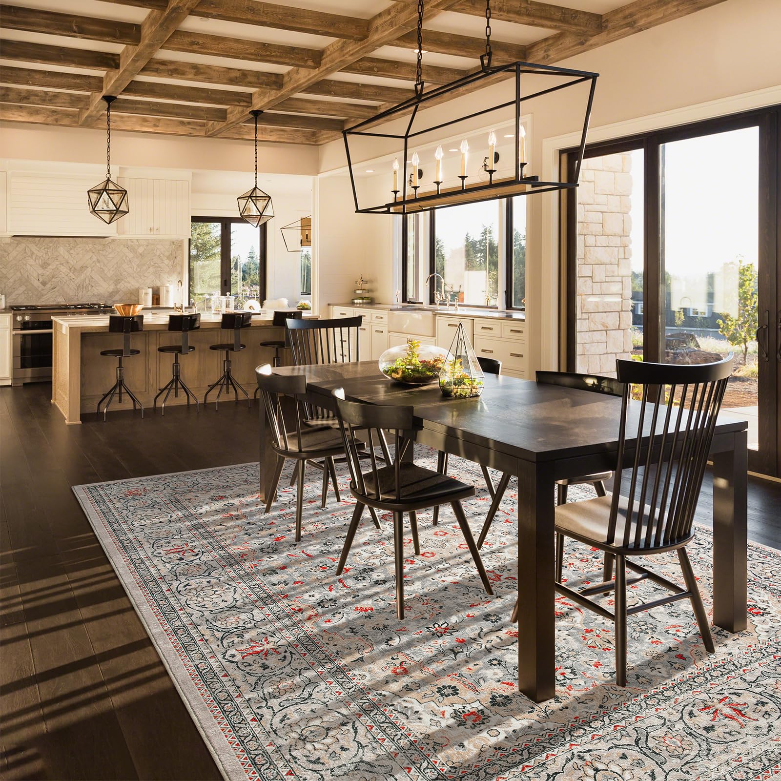 Goideal rug with non-slip rubber backing stays flat on floors