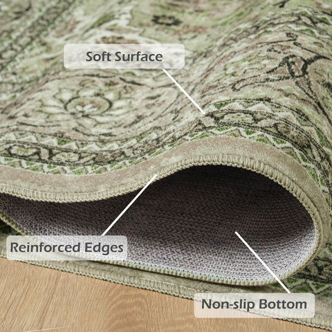 Goideal 4x6 Sage Green Washable Rug kitchen entry area withstands daily use.