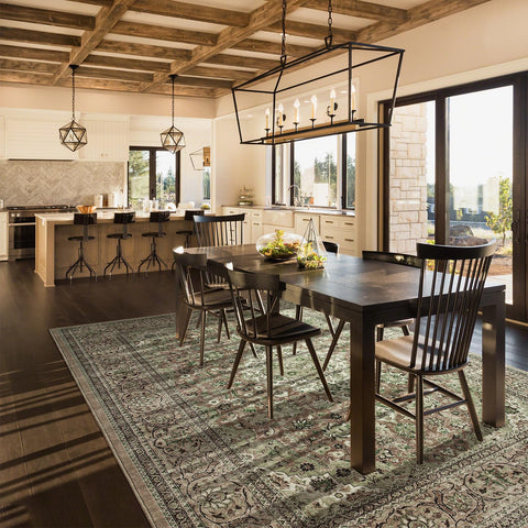 Goideal 4x6 Sage Green Washable Rug with non-slip backing keeps it securely in place.