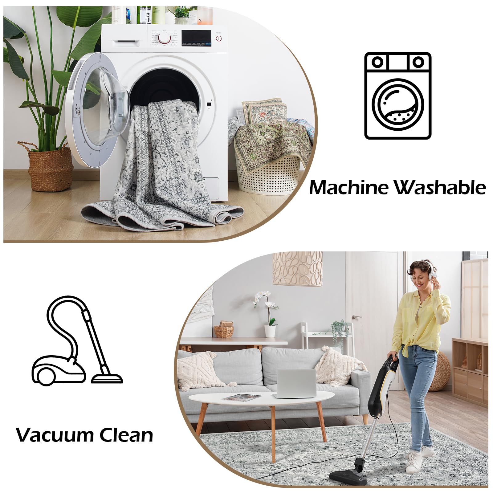Colorfast fibers in Goideal rug resist fading with daily use.