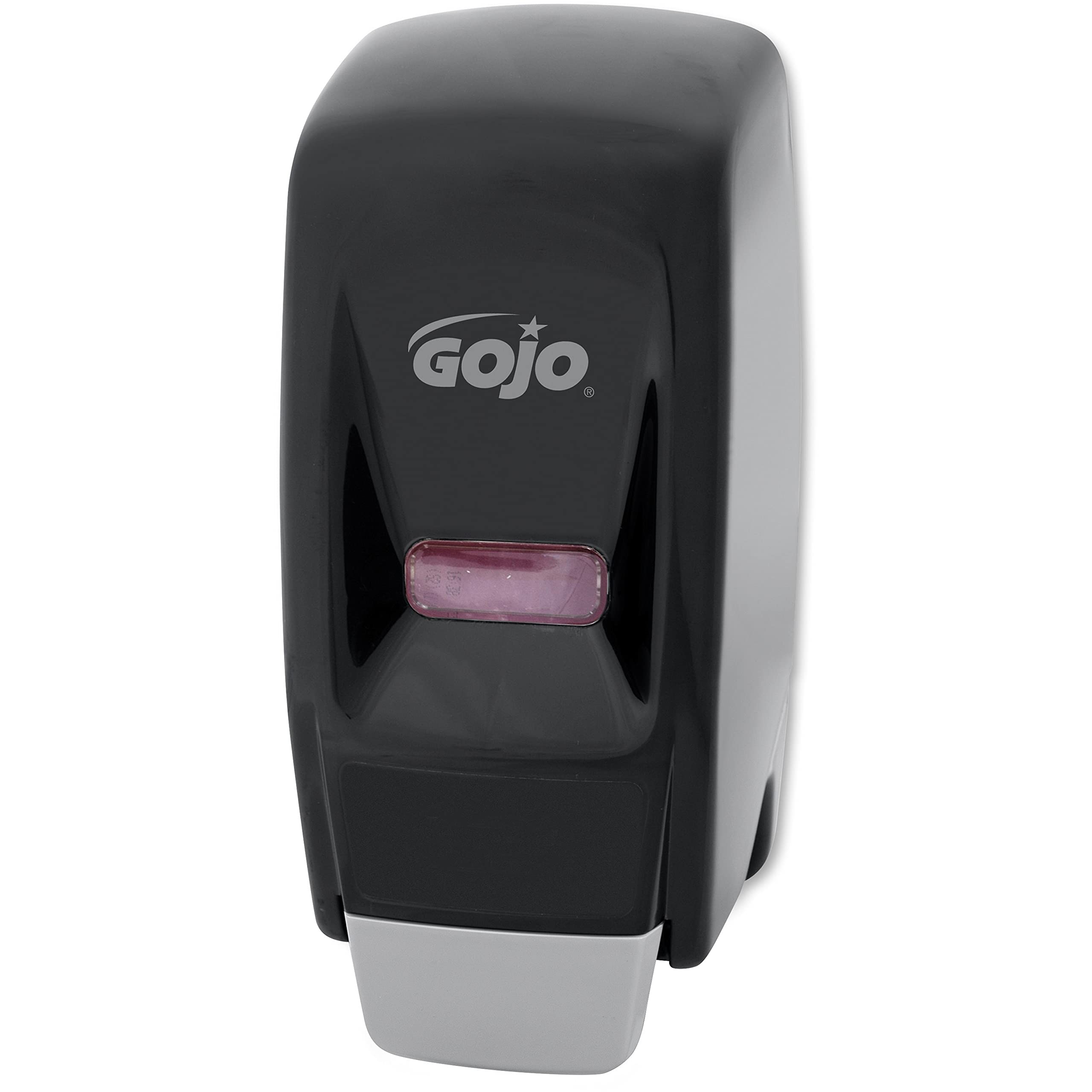 GOJO 800 Series dispenser front view in black for controlled dispensing.