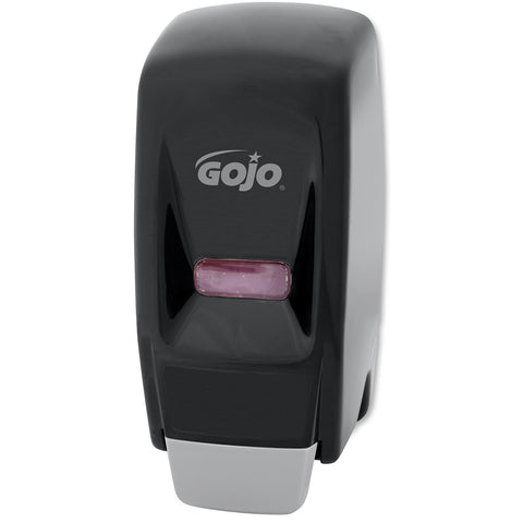 GOJO 800 Series dispenser front view in black for controlled dispensing.