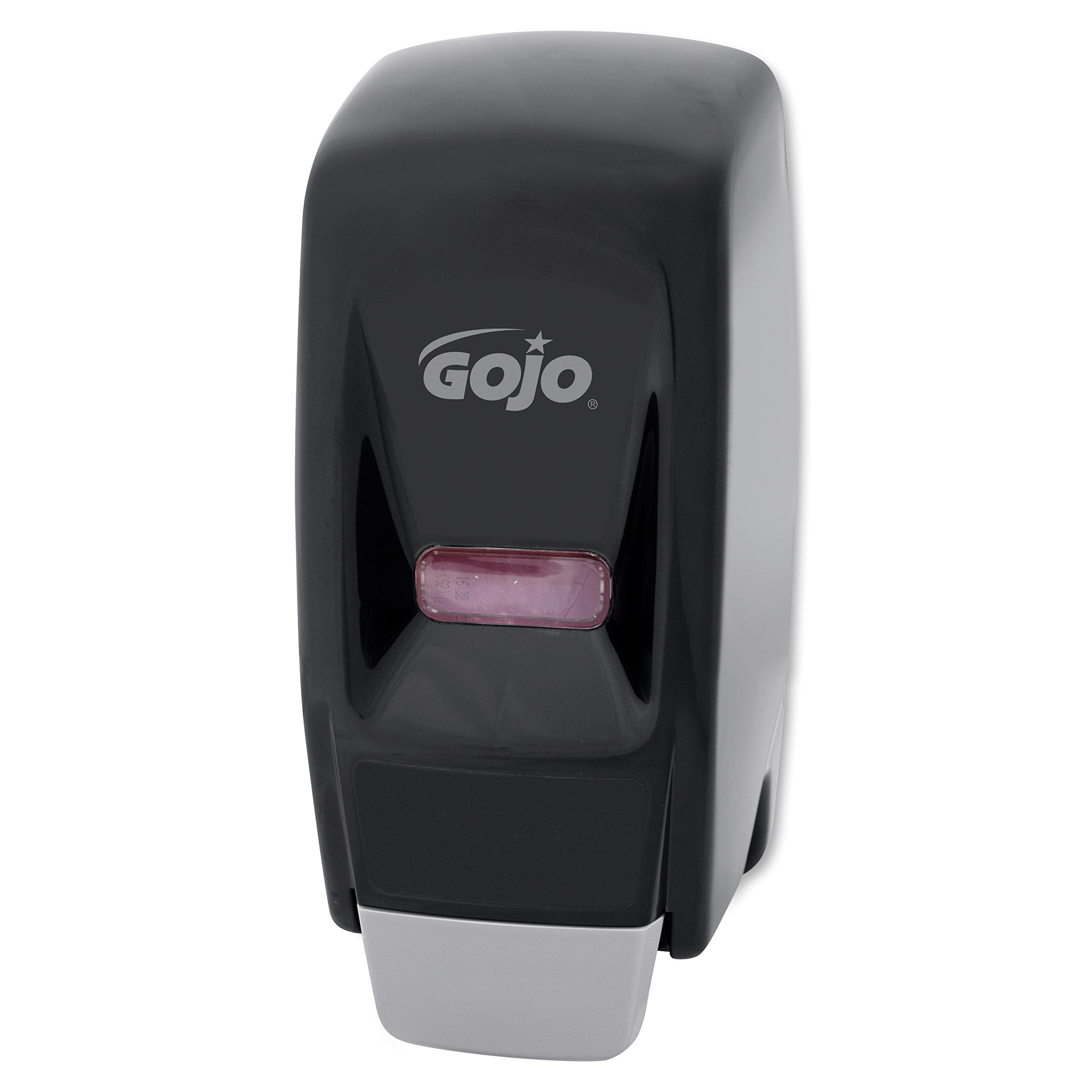 GOJO 800 Series push-style dispenser in action for quick hand soap access.