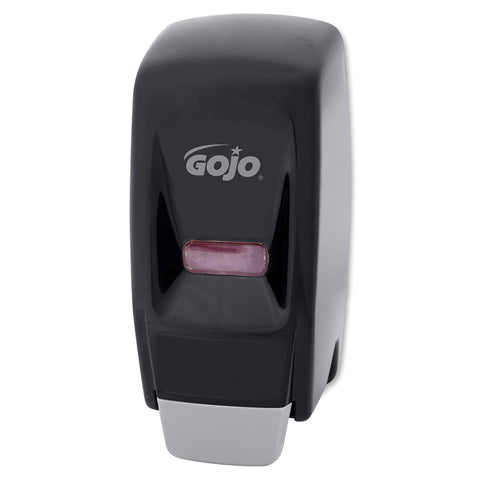 GOJO 800 Series push-style dispenser in action for quick hand soap access.