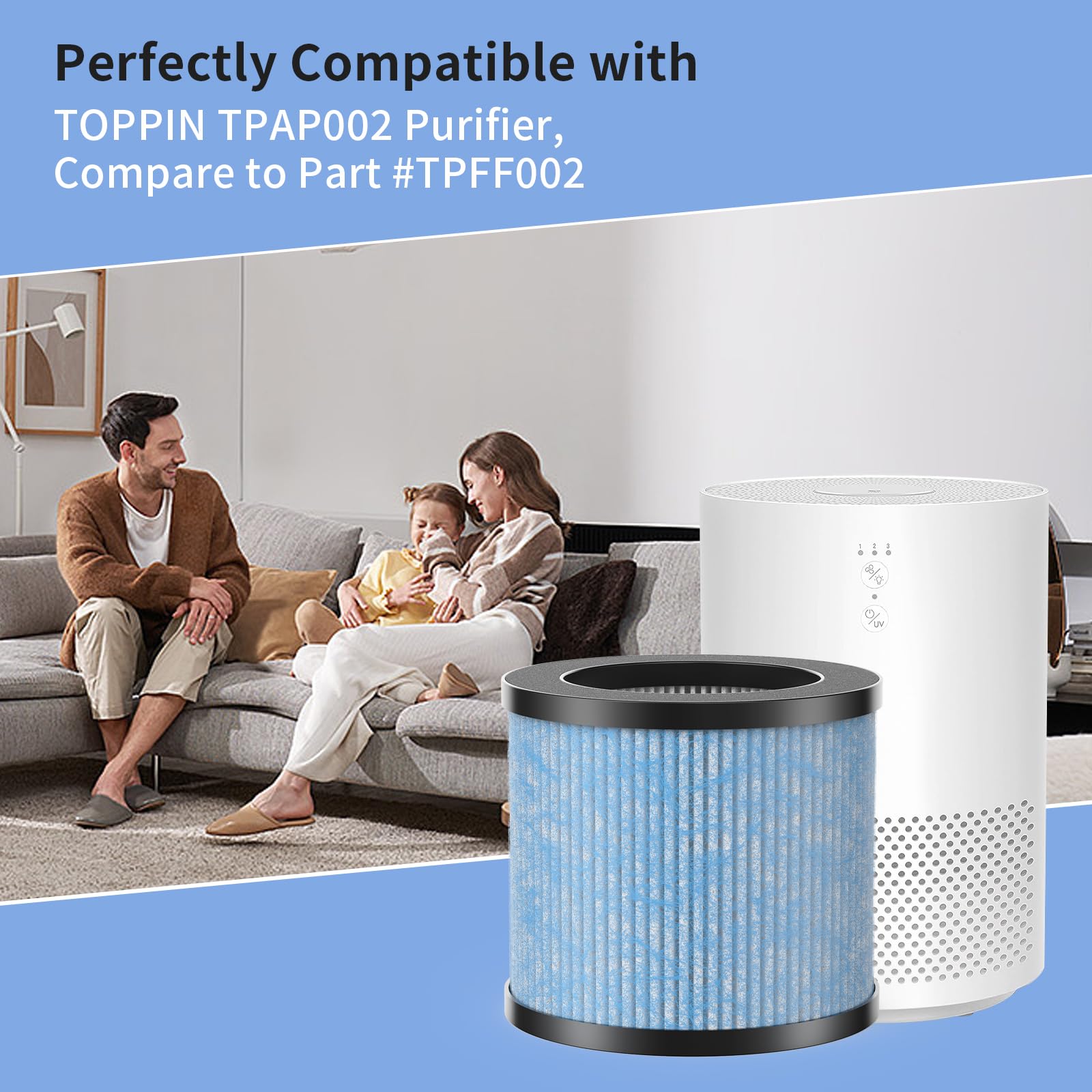 GoKBNY TPAP002 filter, easy install, fits TOPPIN TPAP002 for hassle-free maintenance