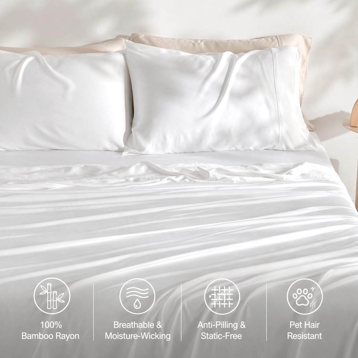GOKOTTA 300-thread-count sateen fabric feels ultra-soft.