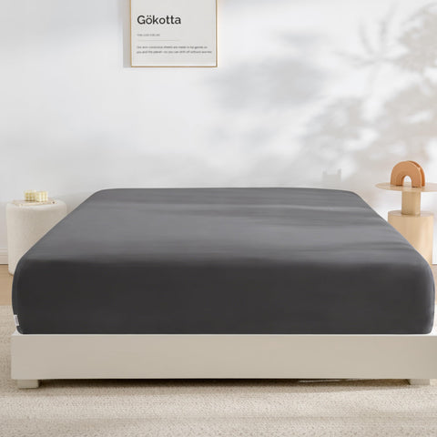 Gokotta bamboo rayon king fitted sheet in dark grey for cool-night comfort