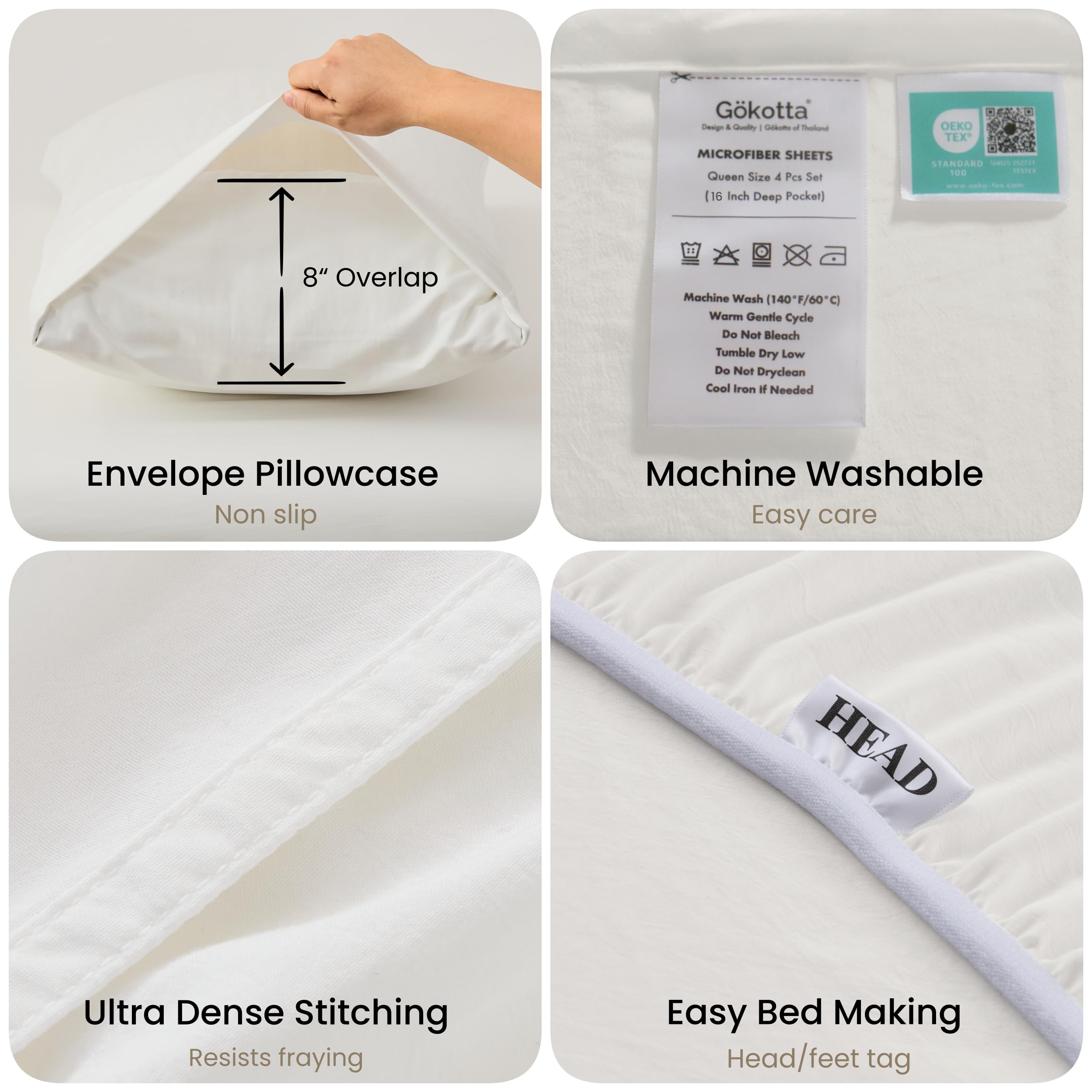 GOKOTTA easy-care sheets are machine washable and dryer-safe.