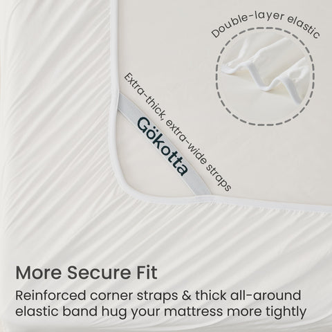 GOKOTTA king fitted sheet with elastic corner straps ensuring stay-put fit.