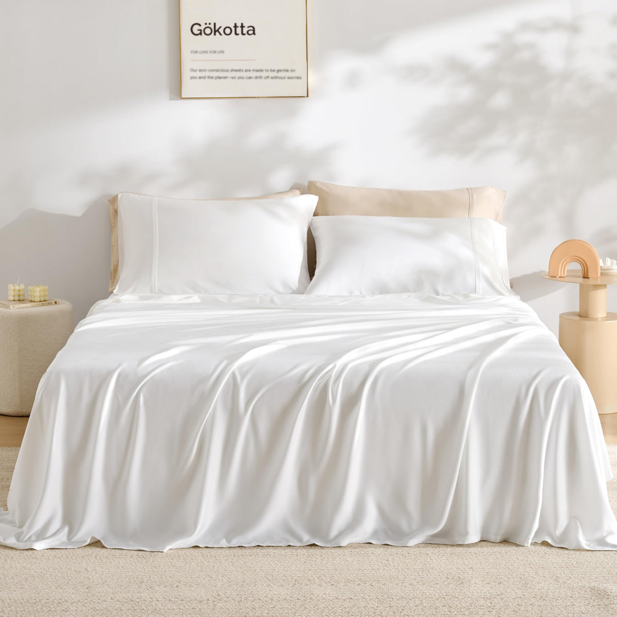 GOKOTTA king-size fitted sheets secure fit with deep pockets.