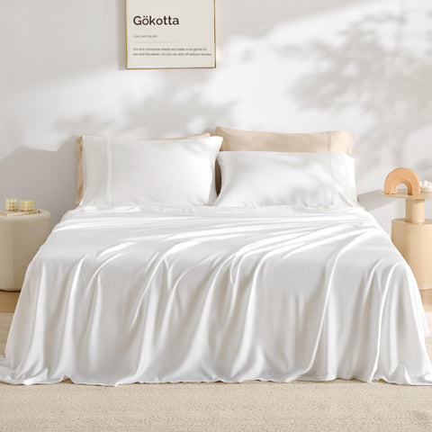 GOKOTTA king-size fitted sheets secure fit with deep pockets.