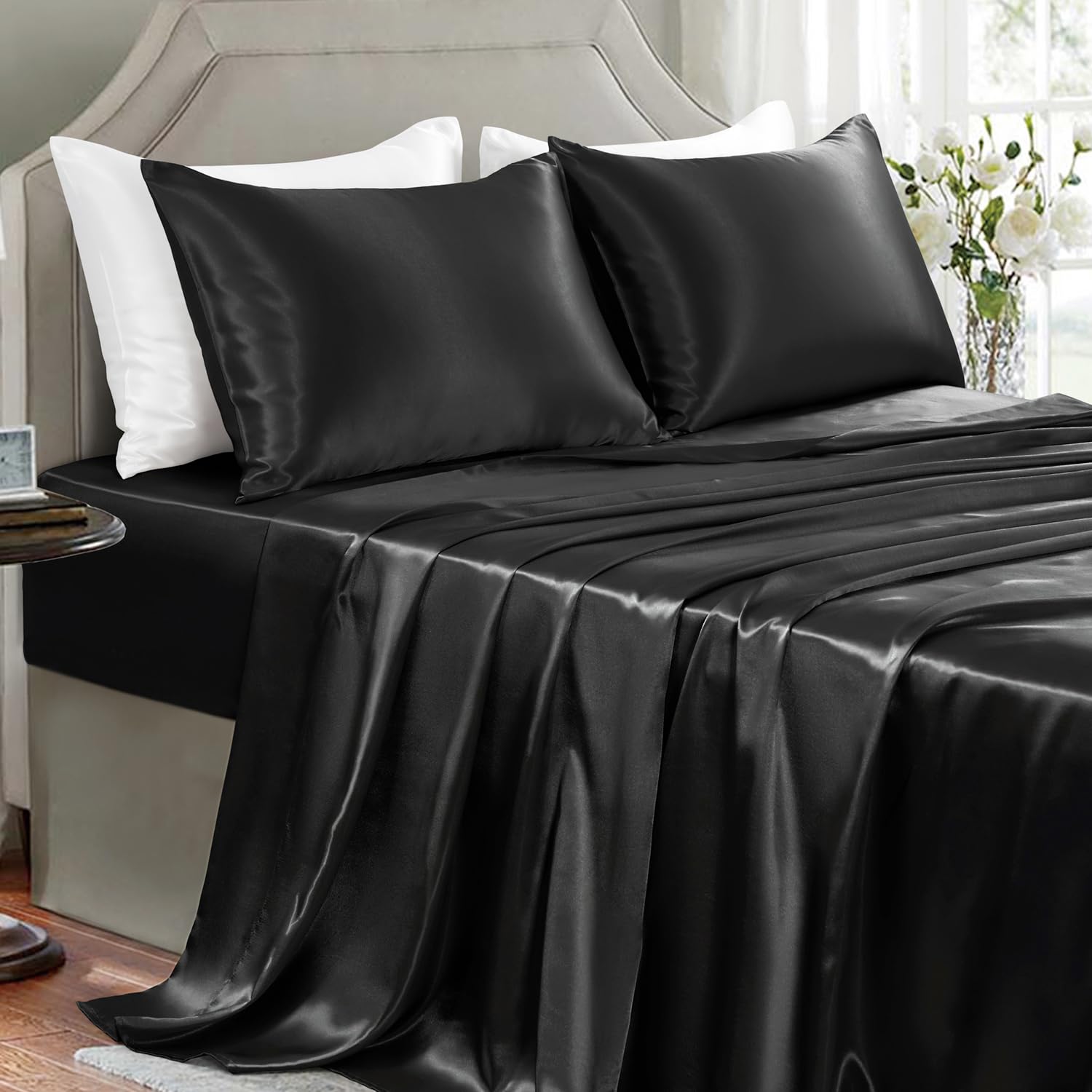 GOLAL satin sheets queen set overview with silky soft finish for luxurious sleep