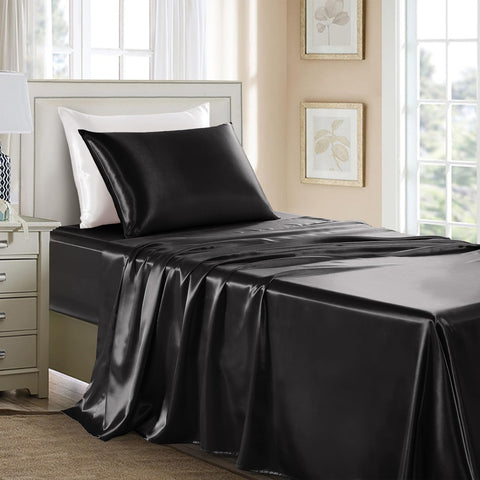 GOLAL satin sheets twin 3pc set with silky texture for a smooth night