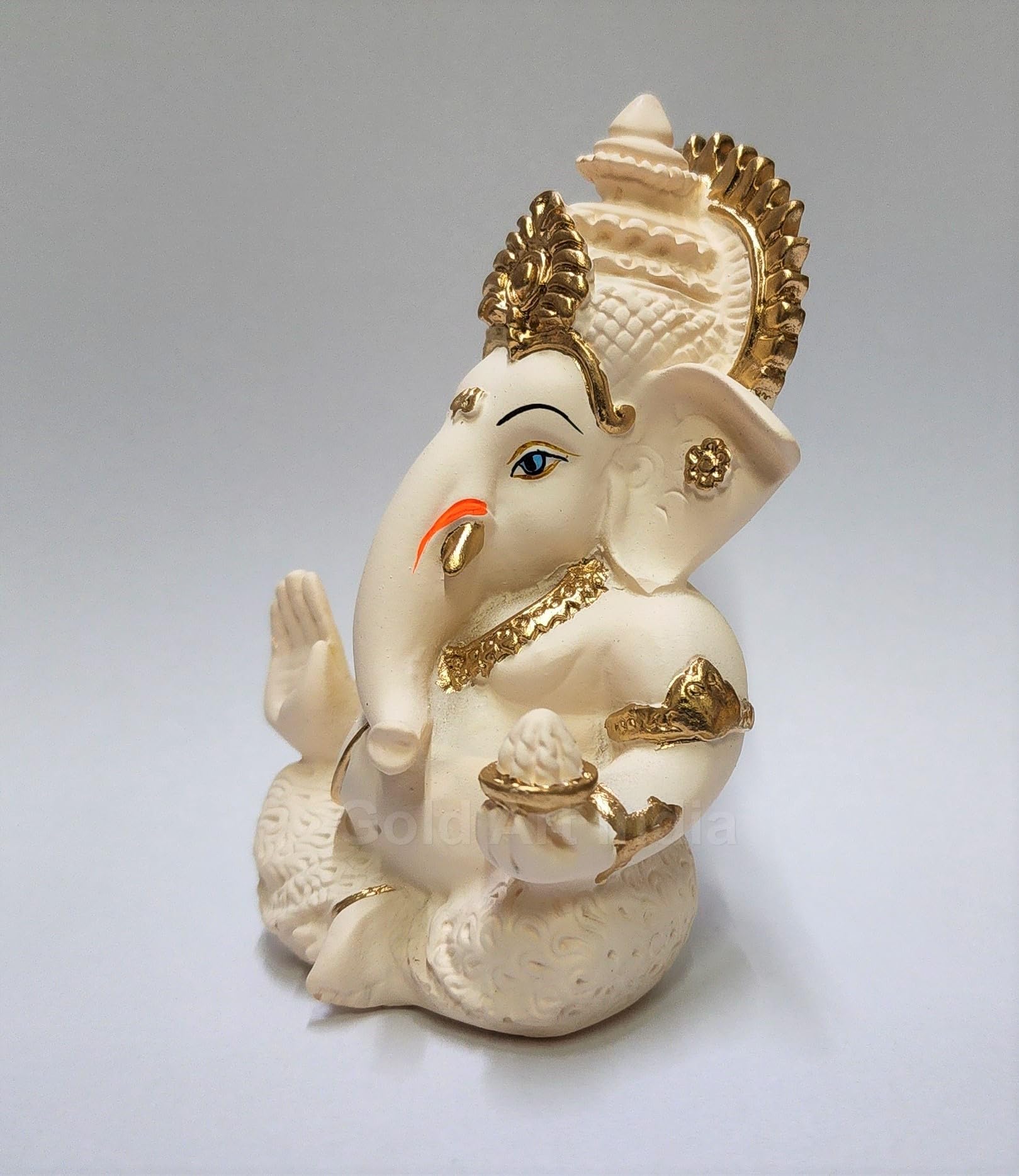 Gold Art India Ganesha idol peach ivory finish brightens home decor