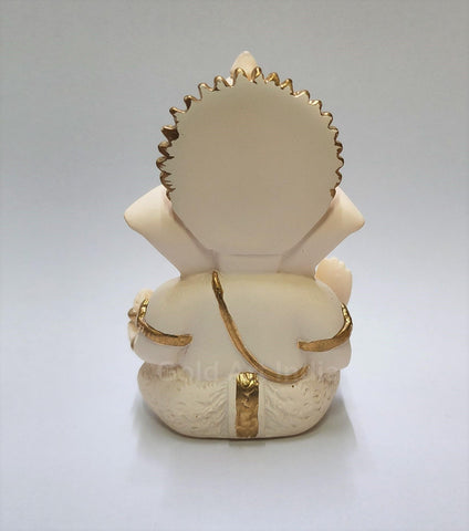 Gold Art India Ganesha idol terracotta hand-painted with lifelike eyes