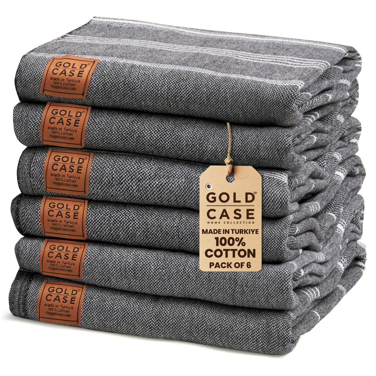 Gold Case Lycia oversized Turkish towel in black with quick-dry, sand-free performance