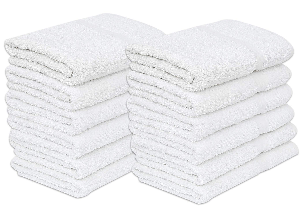 Gold Textiles 12-pack white bath towels 24x48 display ideal for hotel use