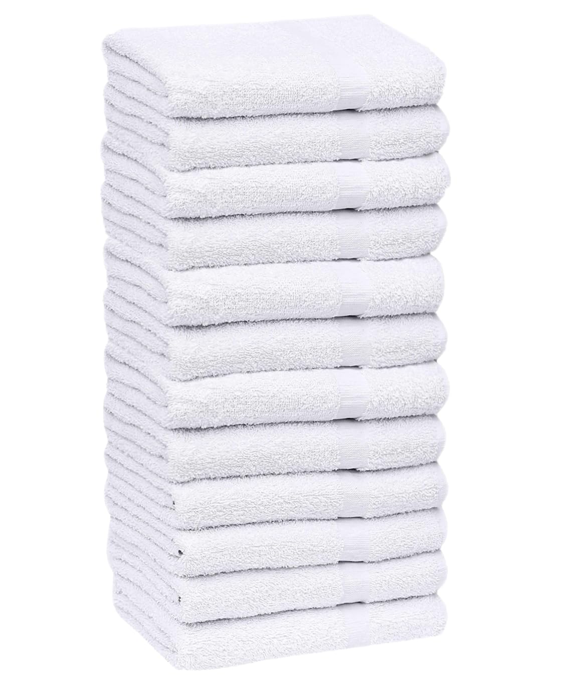 GOLD TEXTILES 12-pack white towels flatlay showing 15x25 size for everyday use