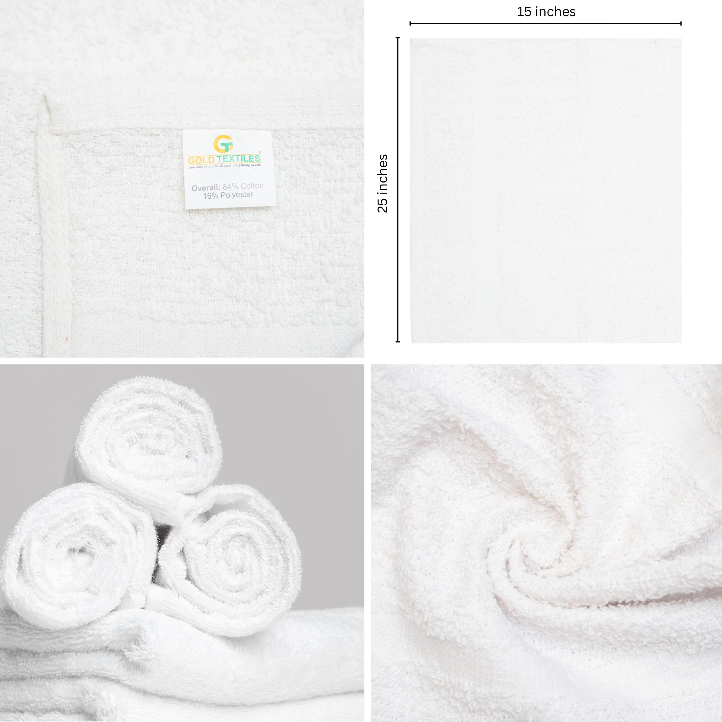 GOLD TEXTILES 12-pack white towels folded neatly for storage